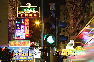 Asia Images Group - Neon signs along Nathan Road, Hong Kong