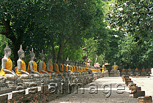 Asia Images Group - Rows of Buddhas in the courtyard at Wat Yai Chai Mongkhon, Ayutthara, Thailand