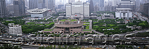 Asia Images Group - A panoramic view of the People's Square and the elevated highway, Shanghai, China