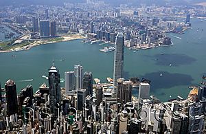 Asia Images Group - Aerial view overlooking Central & Victoria Harbour, Hong Kong