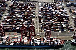Asia Images Group - Aerial view overlooking Kwai Chung container Terminal , Hong Kong