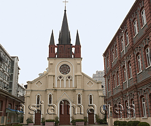 Asia Images Group - A catholic church at Zhapu Street, Shanghai, China