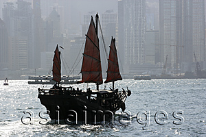 Asia Images Group - Chinese junk at Victoria Harbour, Hong Kong