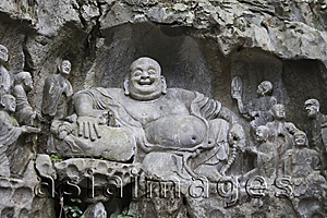 Asia Images Group - Stone Buddha sculpture, Feilaifeng caves, Feilaifeng (Feilai Peak), Hangzhou, China