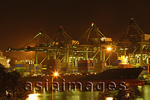 Asia Images Group - Shipping port at night