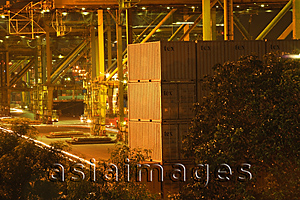 Asia Images Group - Shipping port at night