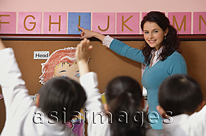 Asia Images Group - Teacher teaching alphabet in class