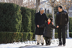 Asia Images Group - Grandfather, son and grandson in the park