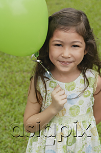AsiaPix - Girl with green balloon, portrait