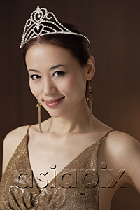 AsiaPix - portrait of woman wearing crown, smiling at camera