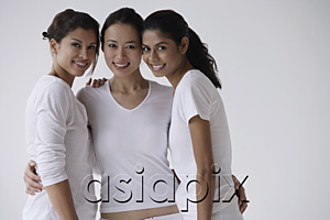 AsiaPix - Three women facing camera, smiling, friends