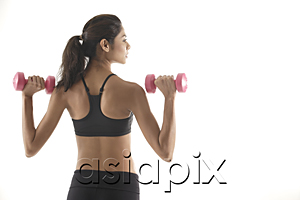 AsiaPix - Woman with back to camera, lifting weights, working out