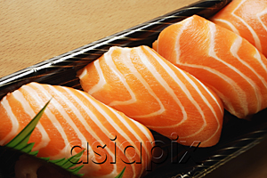 AsiaPix - Four pieces of Salmon Sushi, nigiri on rice ball