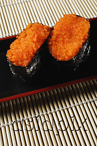 AsiaPix - 2 pieces of sushi, Tobiko Gunkan, fish roe