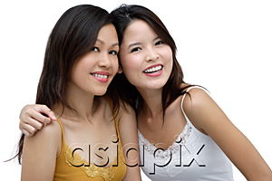 AsiaPix - Two young women, arms around each other, smiling