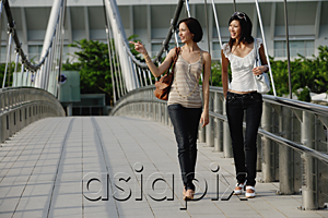 AsiaPix - Two friends walk across a bridge together