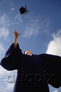 AsiaPix - A recent graduate throws his hat in the air in celebration