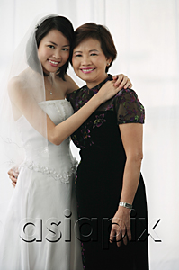 AsiaPix - A bride and her mother smile at the camera together