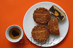 AsiaPix - Still life of mooncakes with single yolk