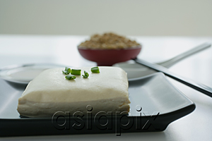 AsiaPix - Still life of tofu with spring onions and soya beans