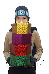 AsiaPix - Young woman holding gift boxes