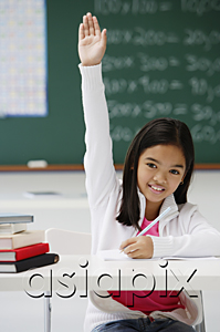 AsiaPix - Girl raising hand in class