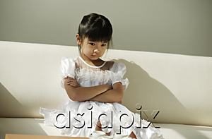 AsiaPix - Girl in white dress pouting